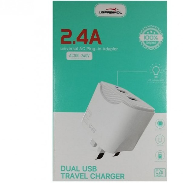 شارژر فست LAPRAMOL مدل LP-C26 به همراه کابل تایپ سی