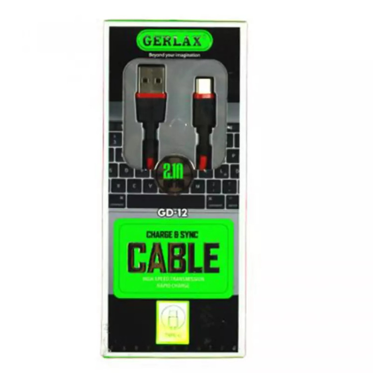 کابل شارژ TYPE C برند جرلکس (GERLAX) مدل GD-12 طول 1 متر