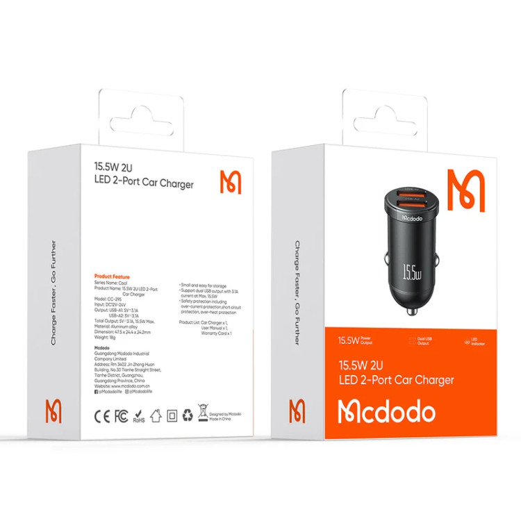 شارژر فندکی 15.5 وات مک دودو مدل CC-295