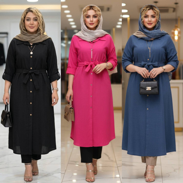 مانتوی بلند کمربند دار