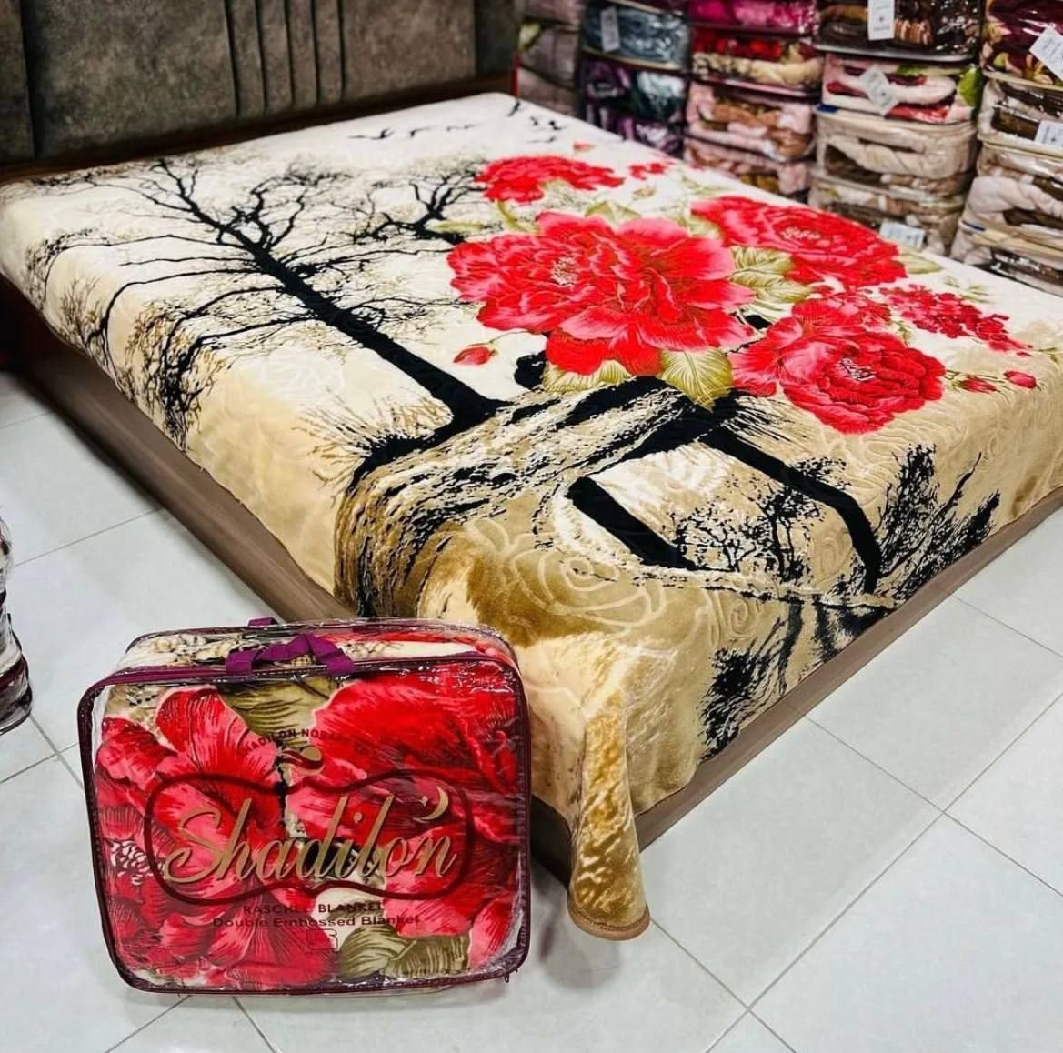 پتو ضخیم شادیلون دونفره گلدار