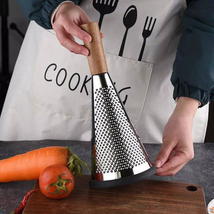 رنده مخروطی بزرگ استیل دسته چوبی