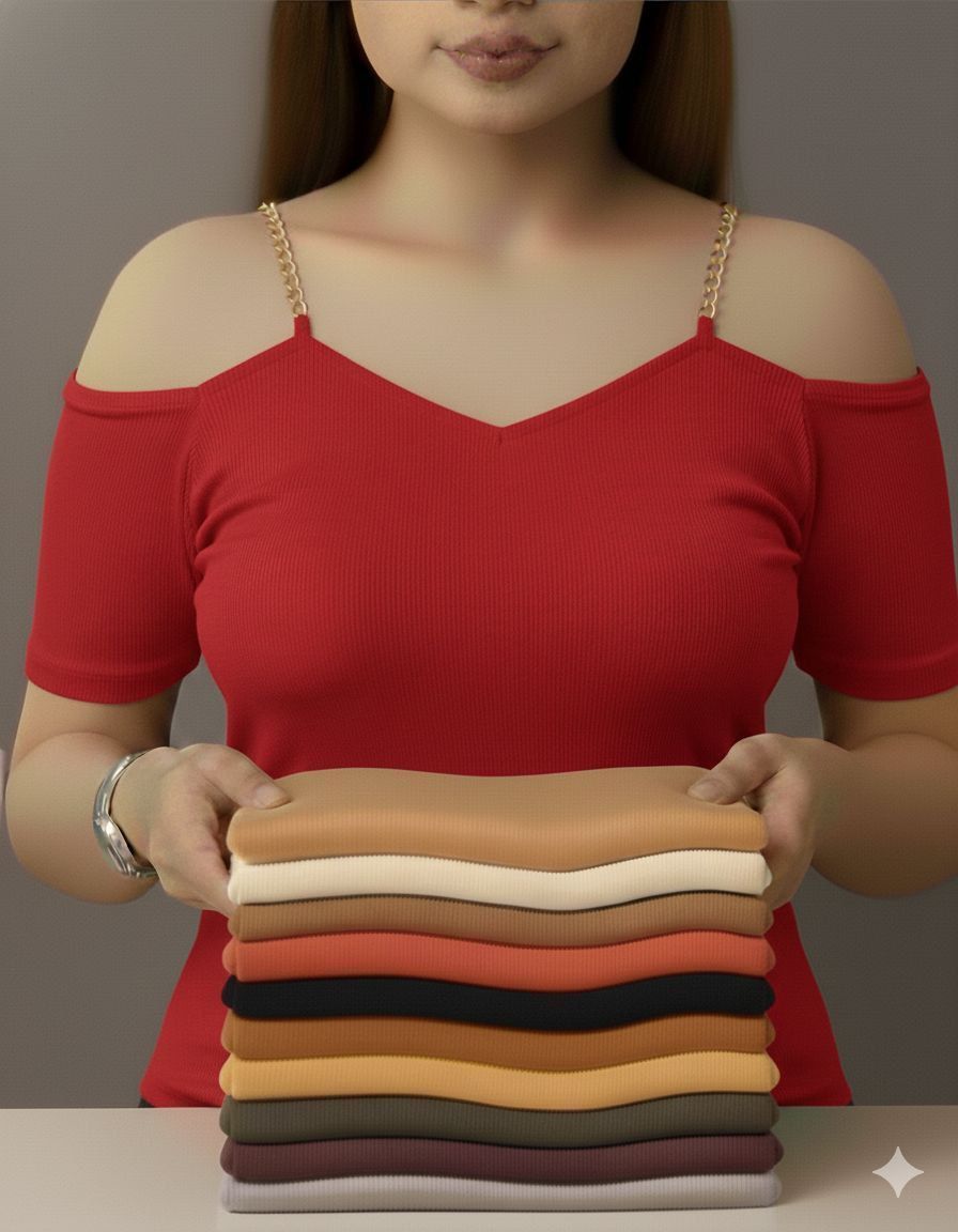 تیشرت سرشانه باز زنجیری